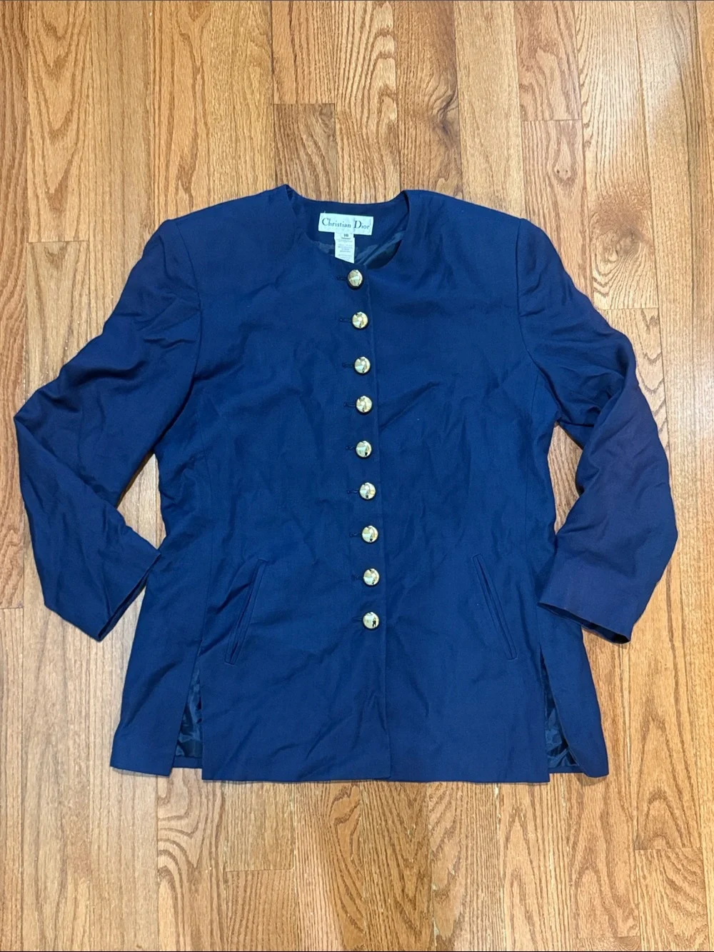 Christian Dior Vintage Navy Jacket with Gold Buttons Size 16